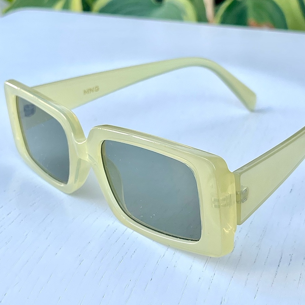 Mango Rectangular Retro Sunglasses In Light Green… - image 5